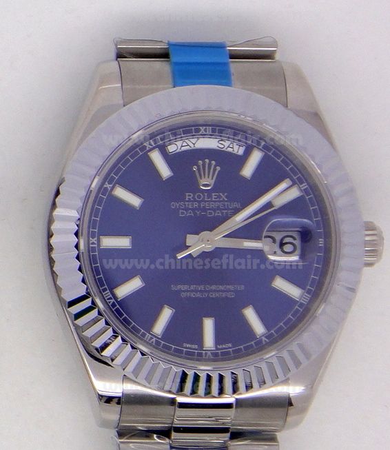 Replica Rolex Day Date Watch SS Blue Dial Mens Watch For Sale